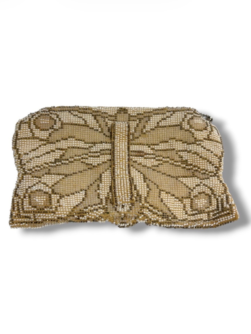 Vintage Butterfly Glass Beaded Clutch Bag Art Deco 20s 30s Rockabilly - Flawed